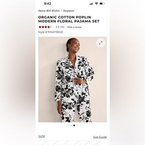 Haven Well Within Organic Cotton Floral Pajama Set Black White XL